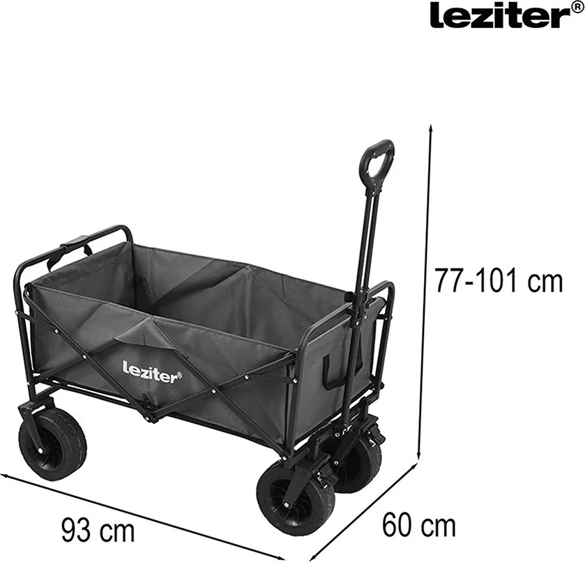 Cărucior de plajă pliabil de grădină premium cu masă gri