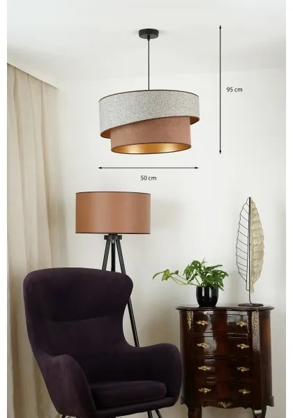 Lustră pe cablu Brilagi VEGAS SHINE 1xE27/15W/230V d. 50 cm gri/maro