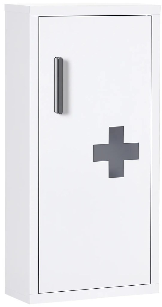 kleankin Dulap Medicamente cu 3 Rafturi și Ușă Magnetică, cu un strat rezistent la apă și rugină 30x12x60 cm, Alb | Aosom Romania