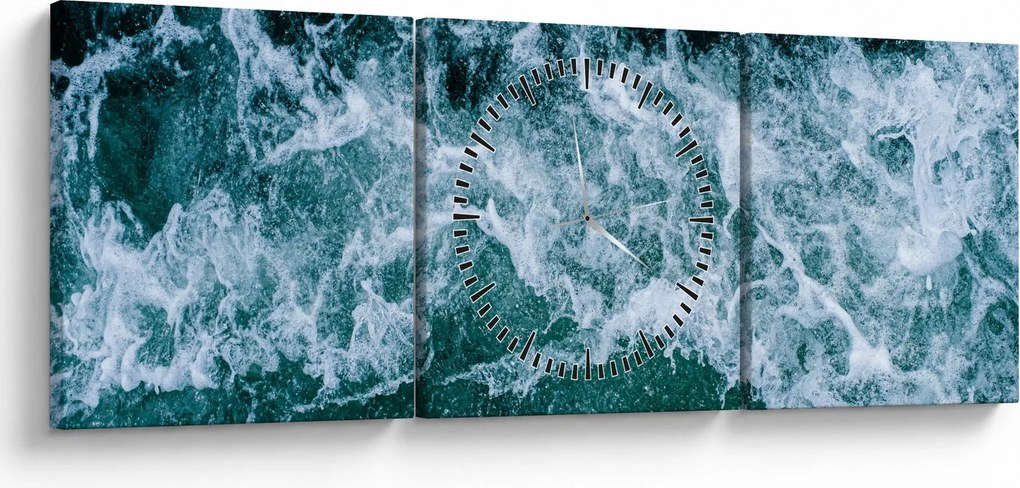 Tablou - Valuri oceanice (cu ceas) (90x30 cm)