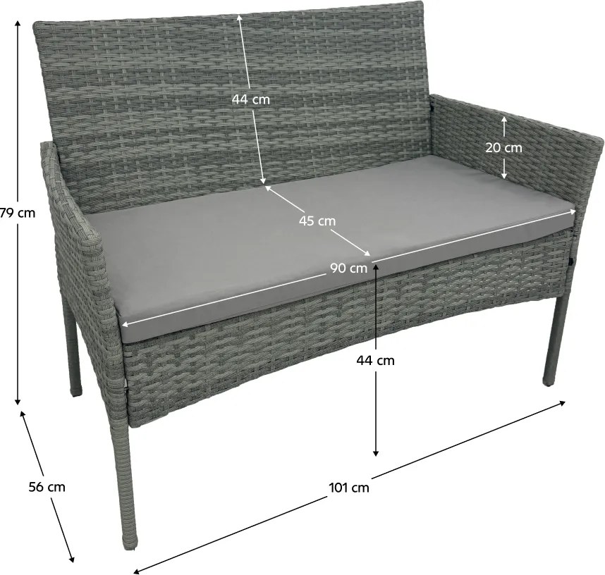 Set 4 piese din ratan,pentru grădină, gri, RATANA 2 NEW