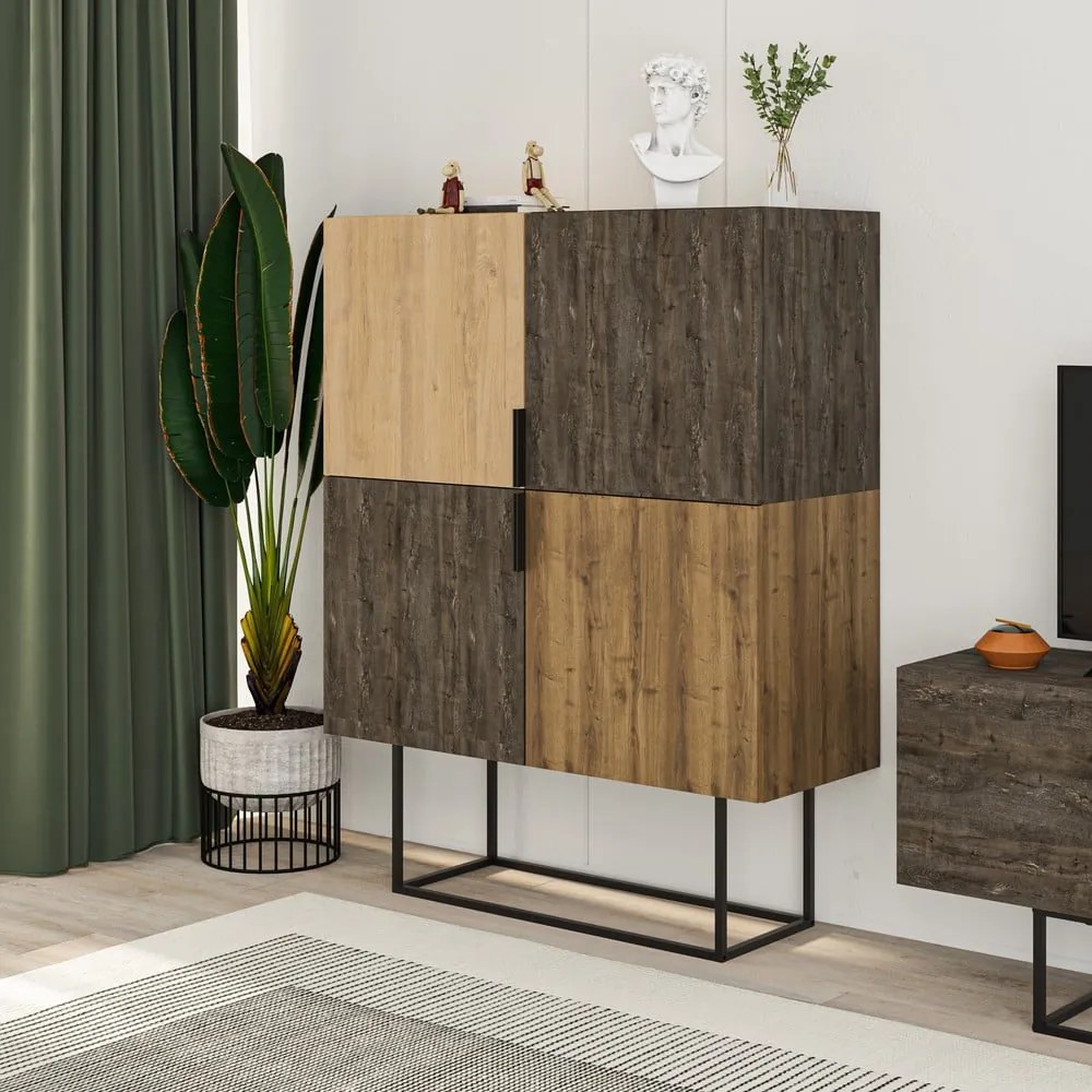 Dulap maro/în culoare naturală cu aspect de lemn de stejar 100x130 cm Titan – Marckeric