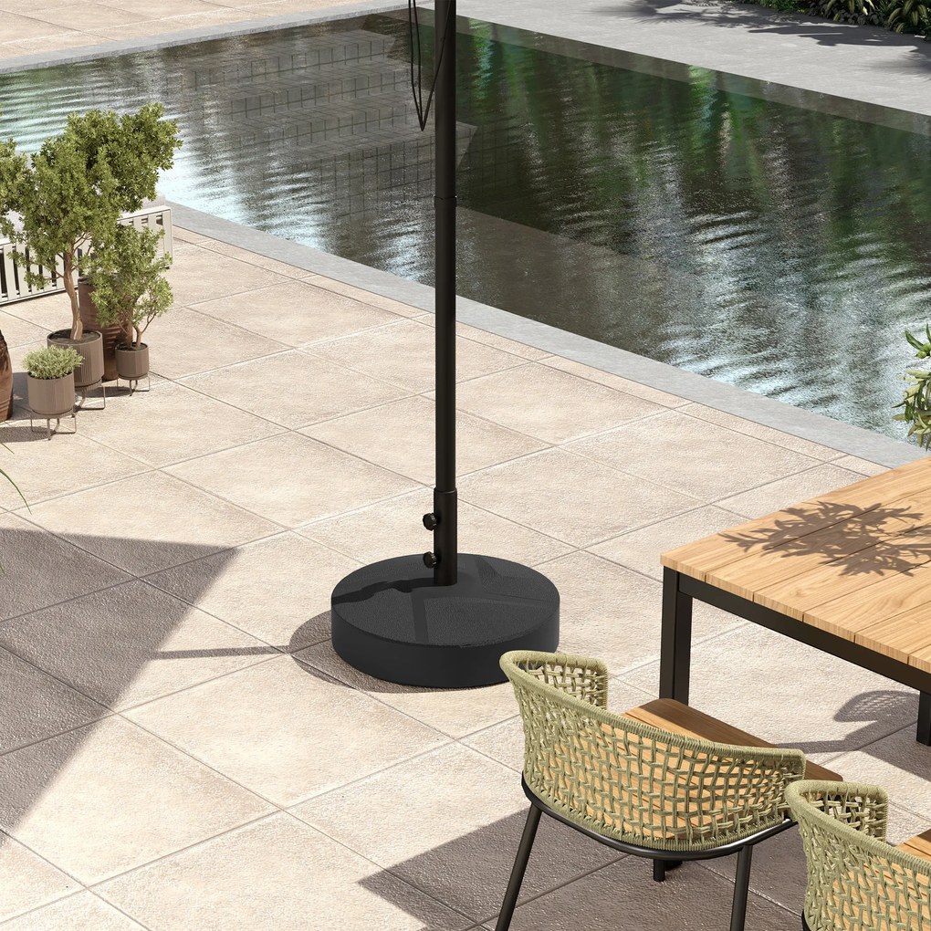 Outsunny Bază pentru Umbrelă Reumplibilă cu Apă 25kg/Nisip 30kg, pentru Tije de Umbrelă Ø36/38/48 mm, Negru | Aosom Romania