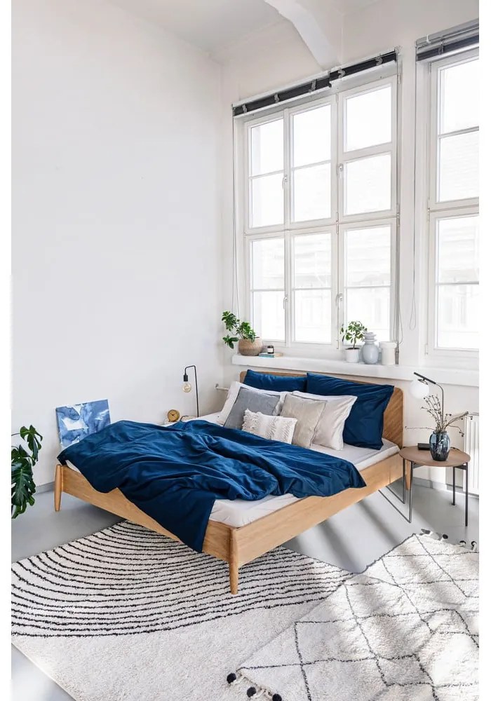 Lenjerie pentru pat dublu din bumbac Bonami Selection, 200 x 220 cm, albastru marin