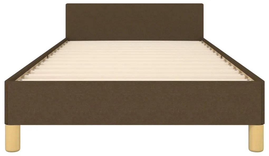 Cadru de pat cu tablie, maro inchis, 90x200 cm, textil Maro inchis, 90 x 200 cm, Cu blocuri patrate