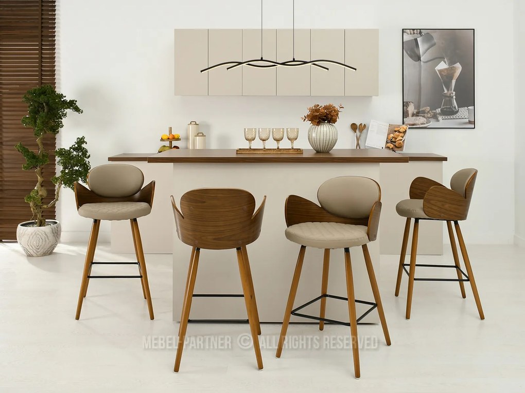 Scaun Aimee H (bej închis + nuc). Promo -16%. 1110637
