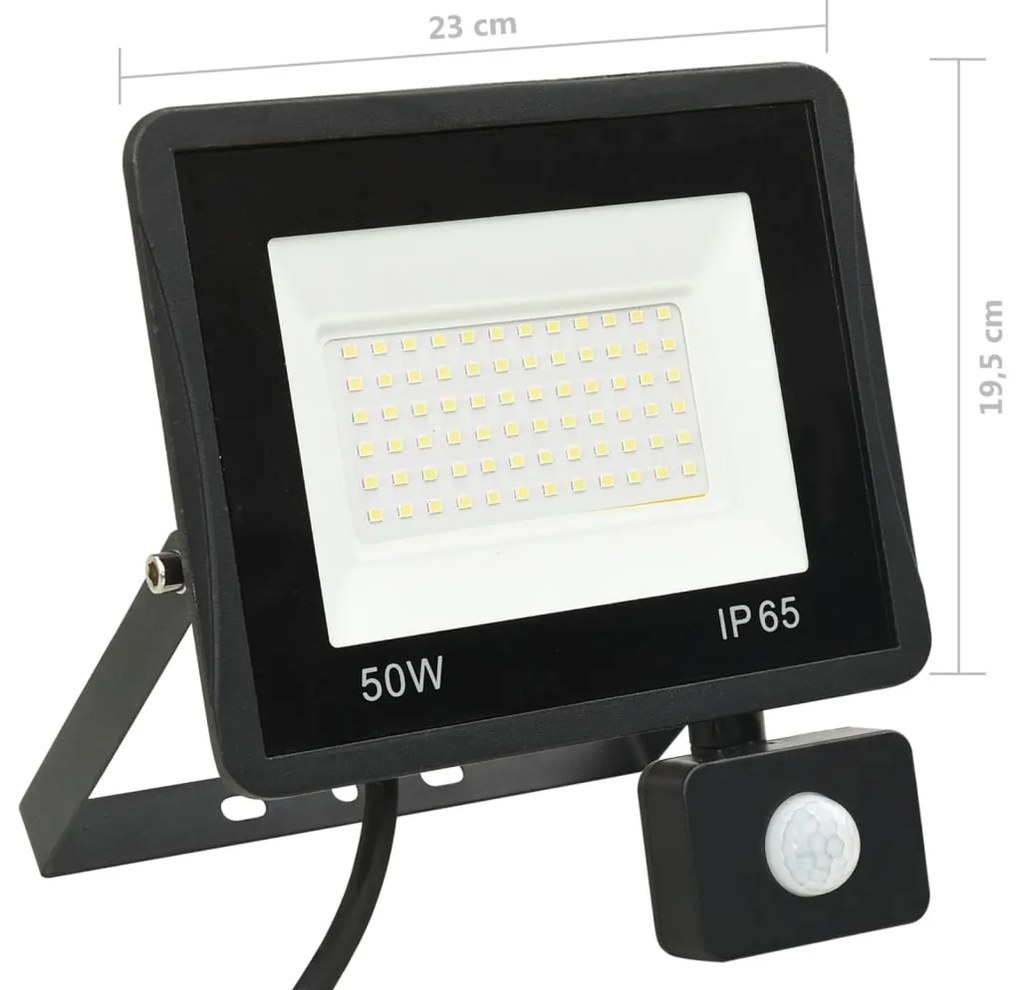 Proiector LED cu senzor, 50 W, alb cald Alb cald, 1, 50 w, 1