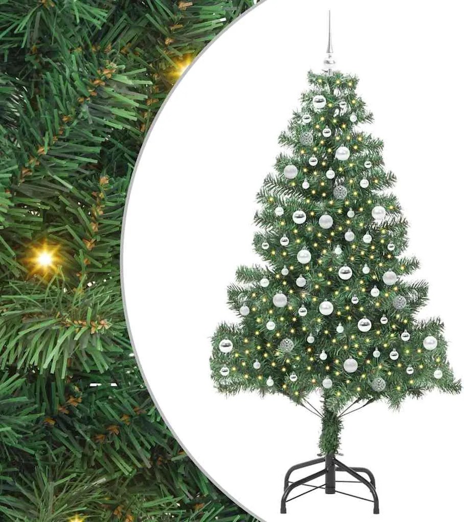 vidaXL Brad de Crăciun cu 300 LED cu suport Verde 210 cm PVC