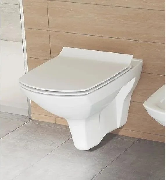 Vas WC suspendat Cersanit Carina New Clean On cu capac slim si inchidere lenta