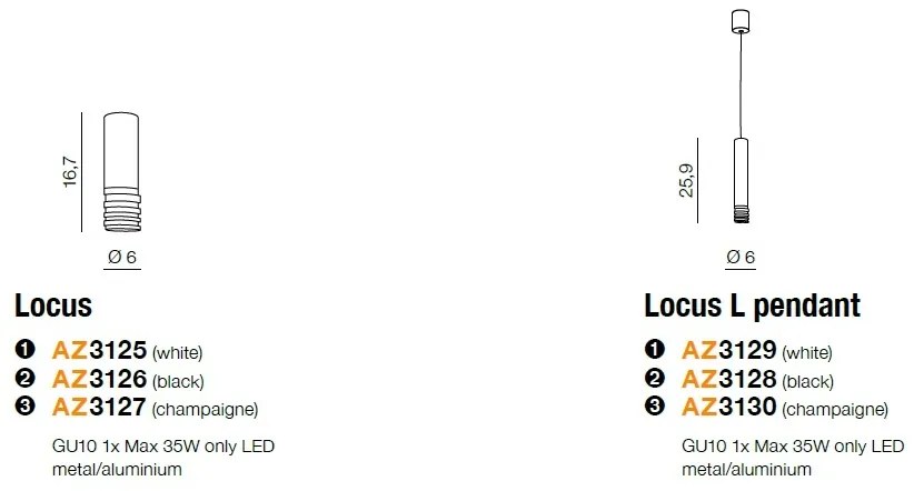 Spot aplicat tavan/plafon design modern Locus Top alb ZZ AZ3125