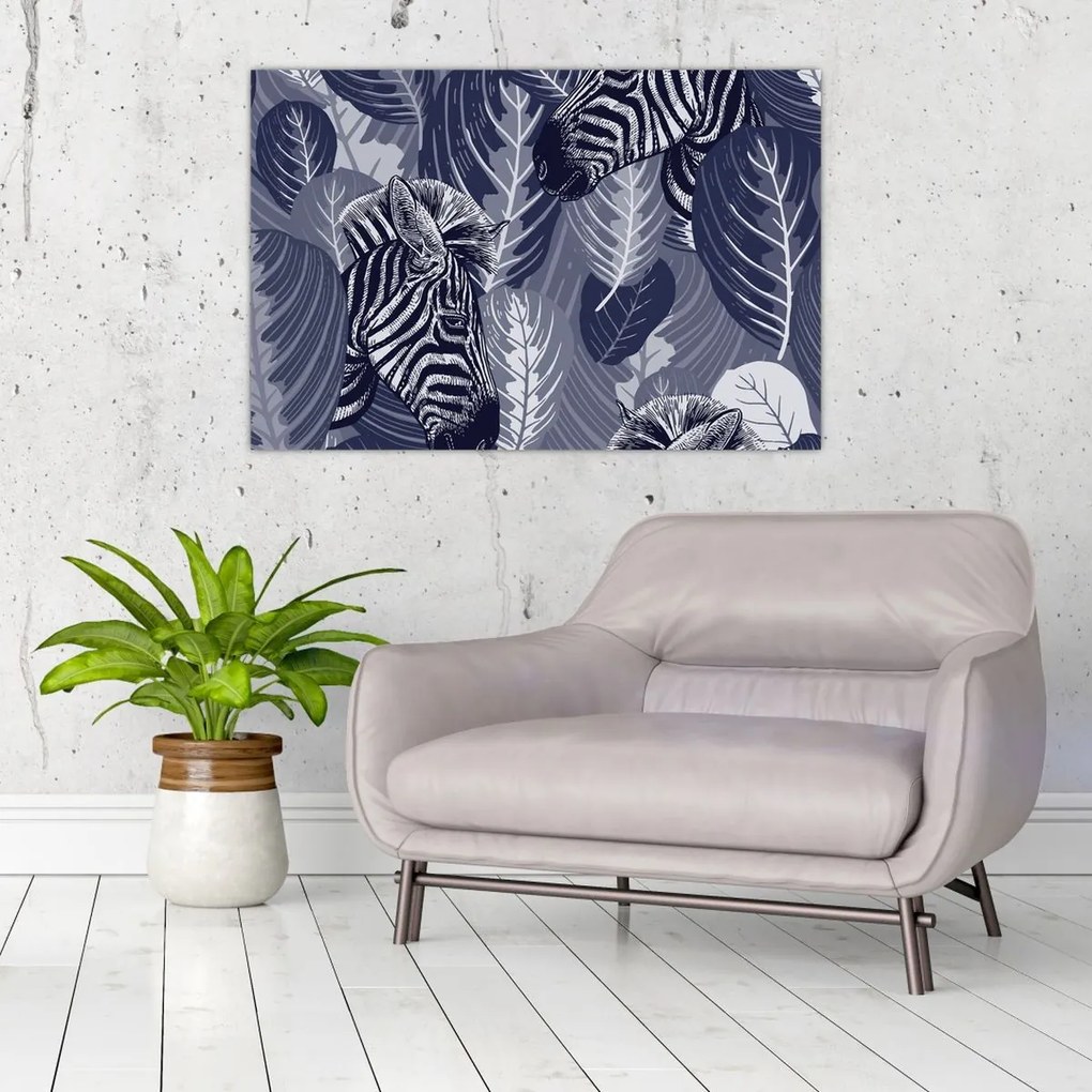 Tablou - Zebre albastre (90x60 cm)