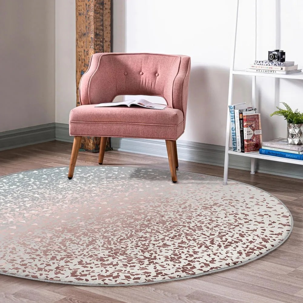 Covor rotund gri-arămiu lavabil adecvat și pentru aspiratoare robot ø 100 cm Comfort – Mila Home