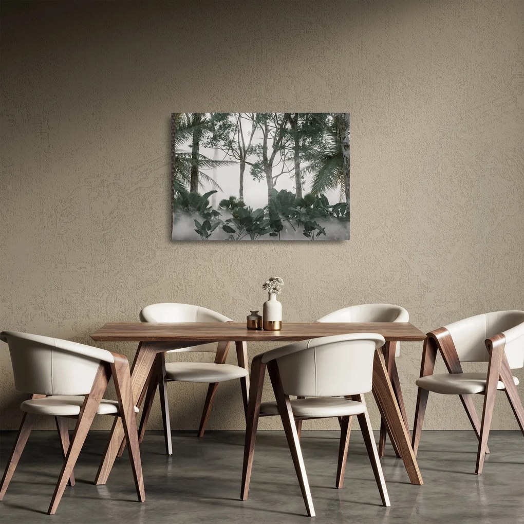 Tablou pe sticlă - Jungla în ceața dimineții (70x50 cm)