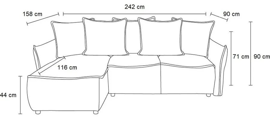 Colțar turcoaz extensibil (colț pe partea stângă ) Leon – Bobochic Paris