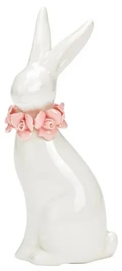 Iepuras din ceramica ROSE BUNNY 18 cm alb