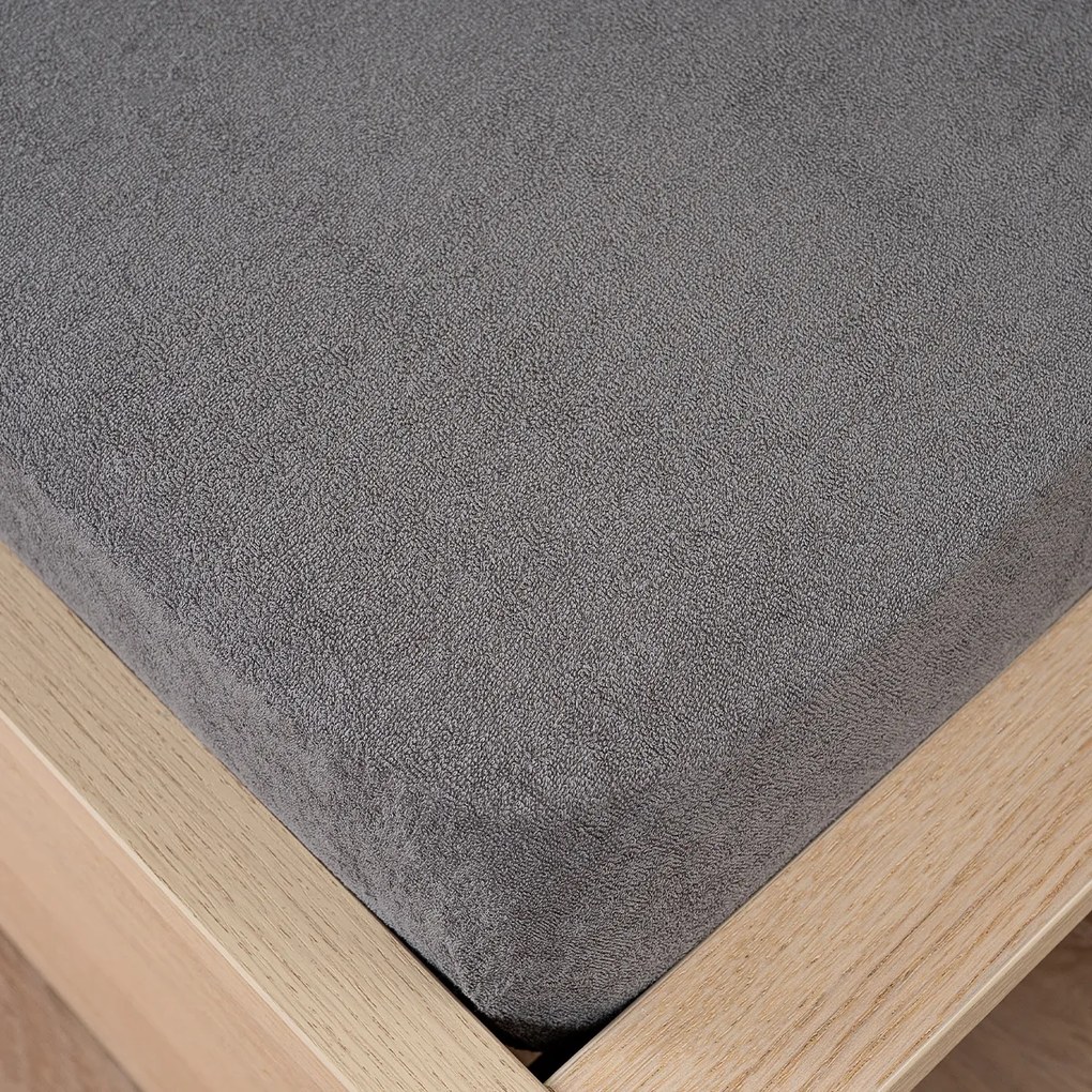 Cearșaf de pat 4Home din frotir, gri închis, 180 x 200 cm