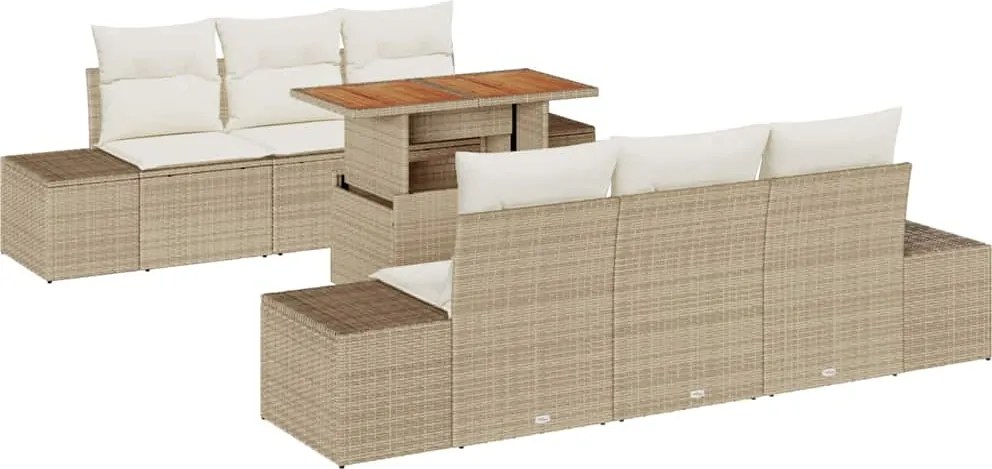 vidaXL Set de canapele pentru grădină 7 pcs Bej Rattan poli