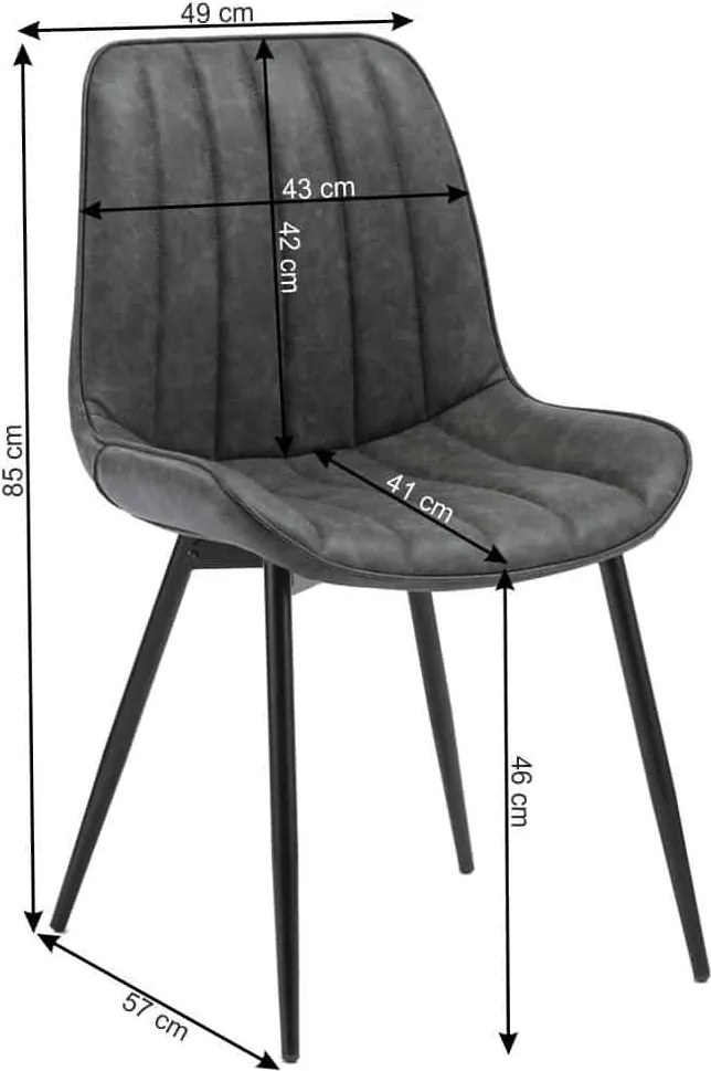 Scaun lemn masiv gri Inchis - Negru, 49 × 85 × 57 cm