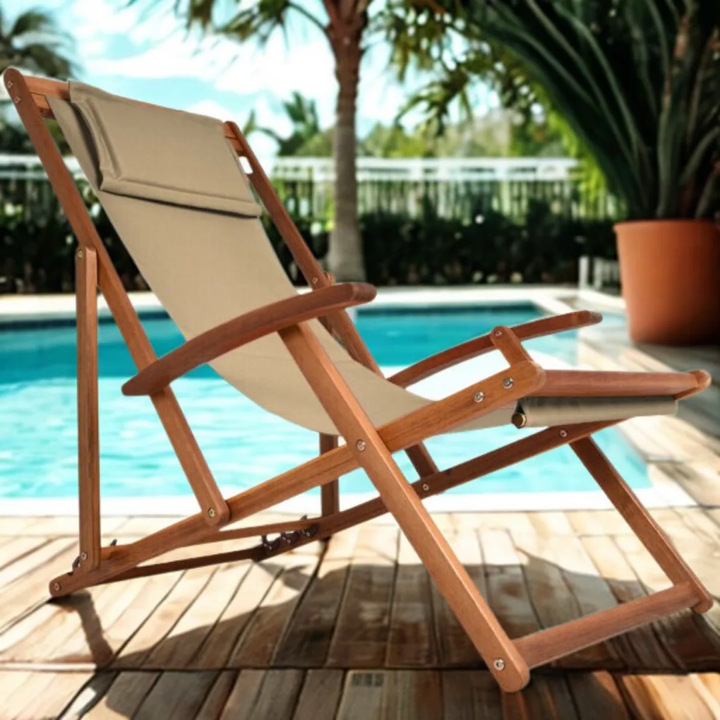 Șezlong de grădină SIENA, 65x87x102cm, bej Jurhan