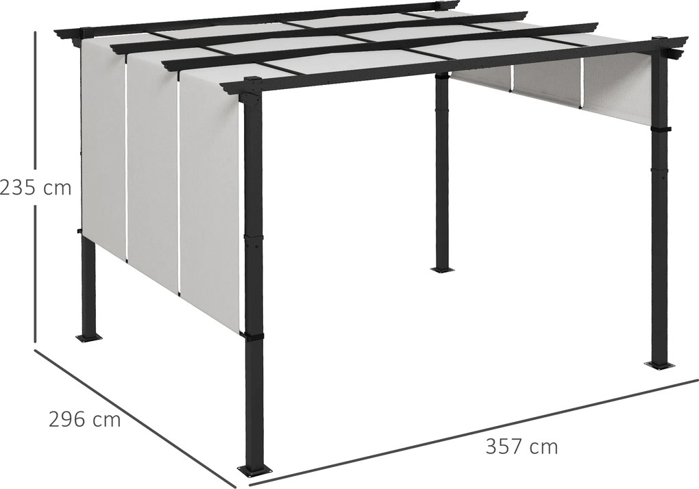 Outsunny Gazebo Pergolă pentru Grădină 3x3,5 m cu 3 Acoperișuri Reglabile, Pergolă din Oțel și Poliester Anti-UV, Gri | Aosom Romania