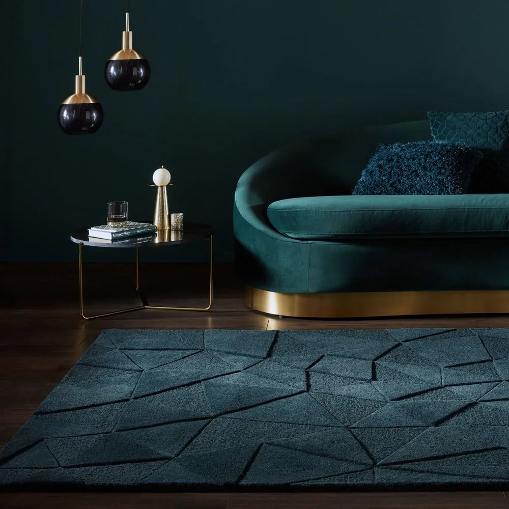 Covor albastru-verde țesut manual din lână 240x340 cm Shard – Flair Rugs