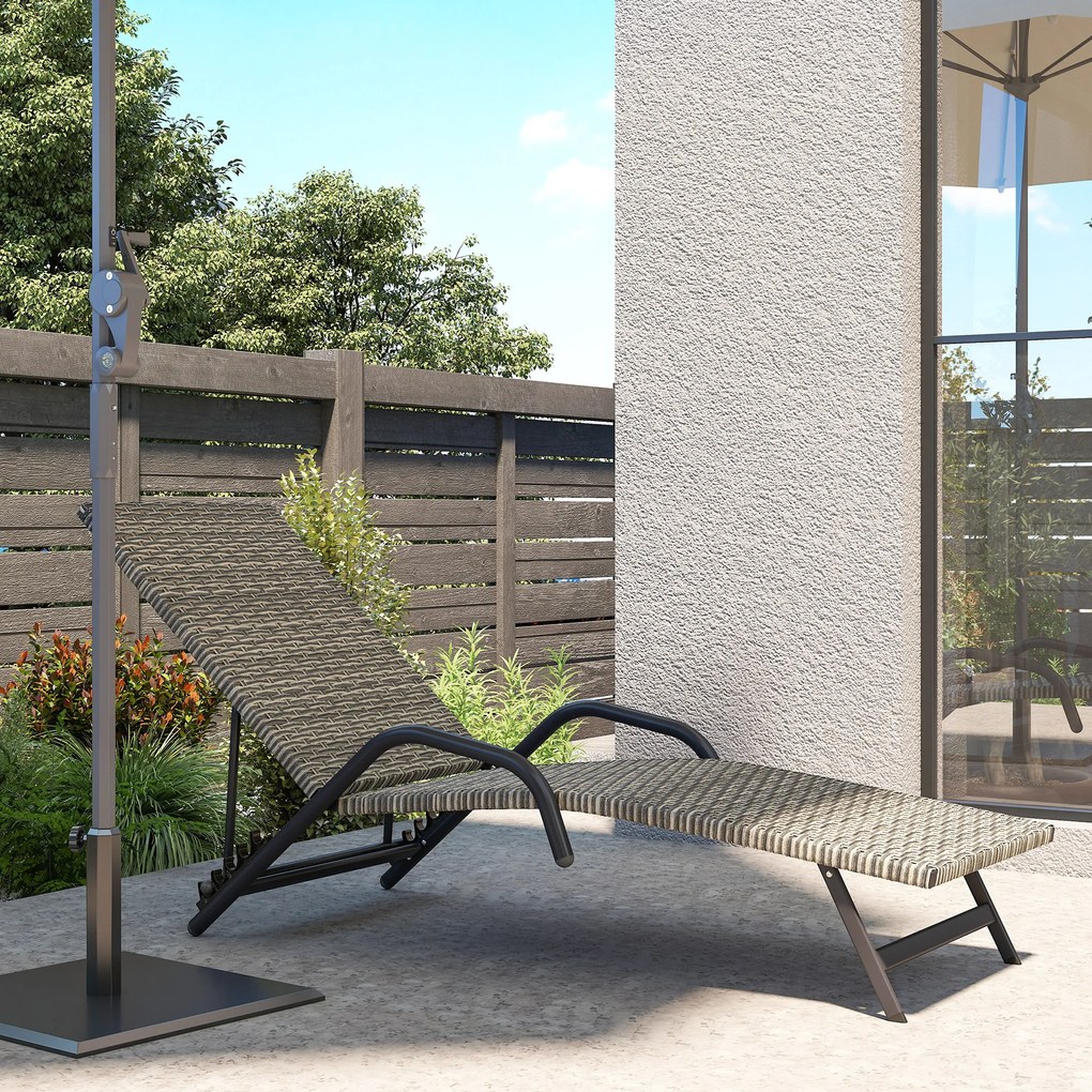 Outsunny Șezlong chaise longue din rășină impletită inclinabil și reglabil în 4 niveluri în formă de S, 156x62x96cm maro | Aosom Romania