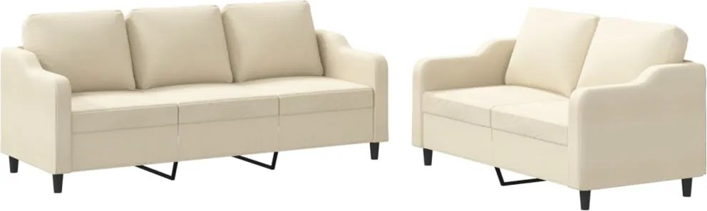 vidaXL Set de canapele cu perne, 2 piese, crem, textil