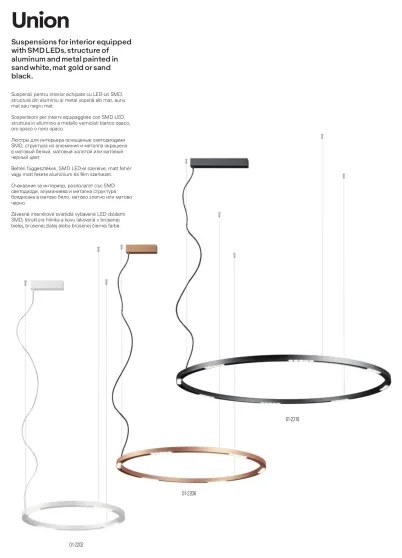 Lustră LED pe cablu UNION Redo 01-2203 LED/34W/230V 3000K d. 60 cm auriu