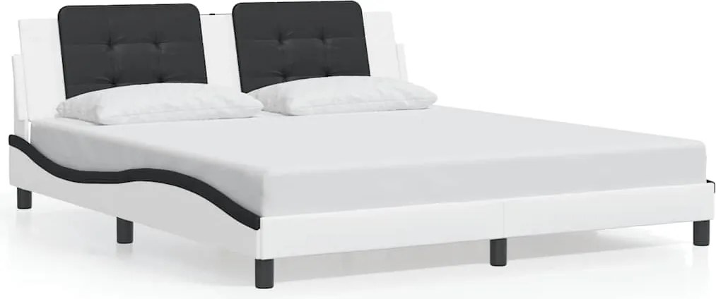 vidaXL Cadru de pat fără saltea Zadar alb și negru 180x200cm piele artificială