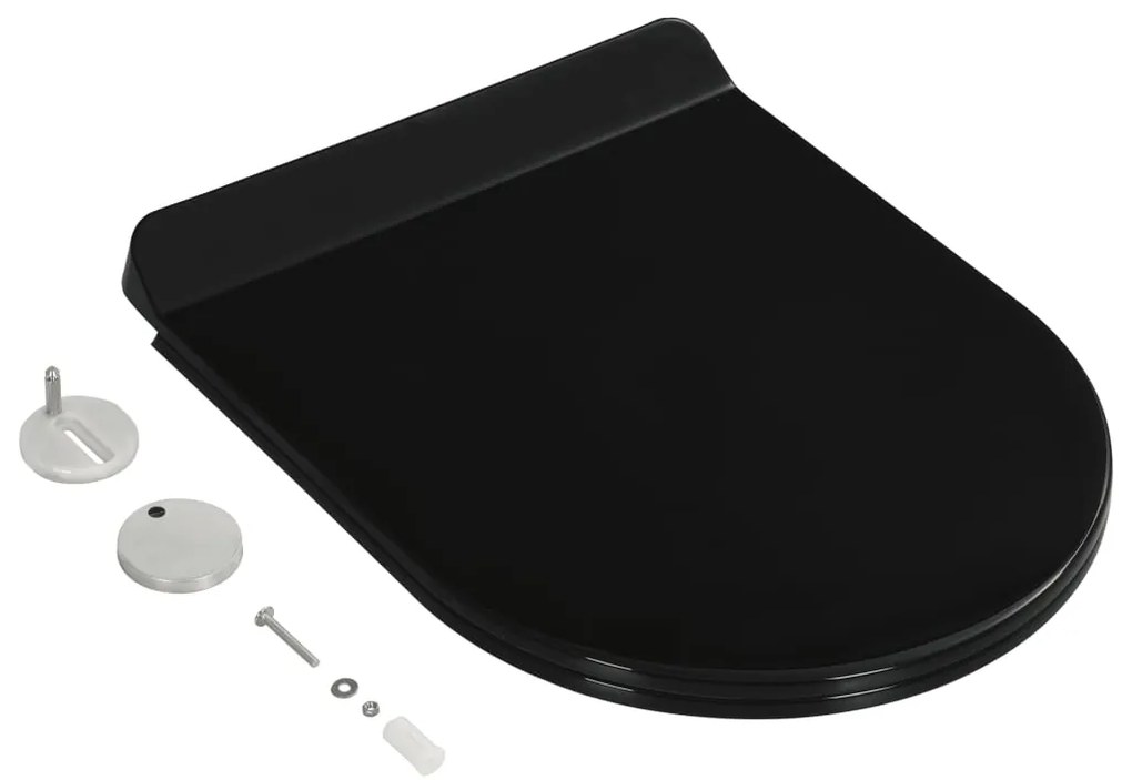 Capac WC cu inchidere silentioasa, eliberare rapida, negru 1, Negru, 46 x 36.5 cm(110 - 170 mm)