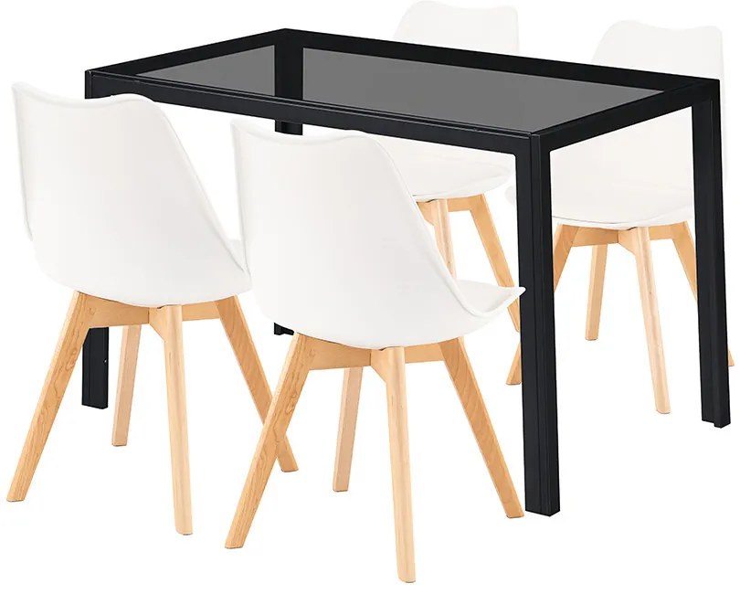 Treva 4+1 set de sufragerie alb-negru