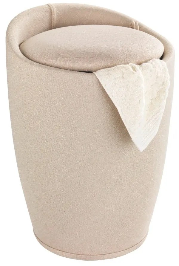 Coș de rufe și taburet, 2 în 1, Wenko Linen Look, bej