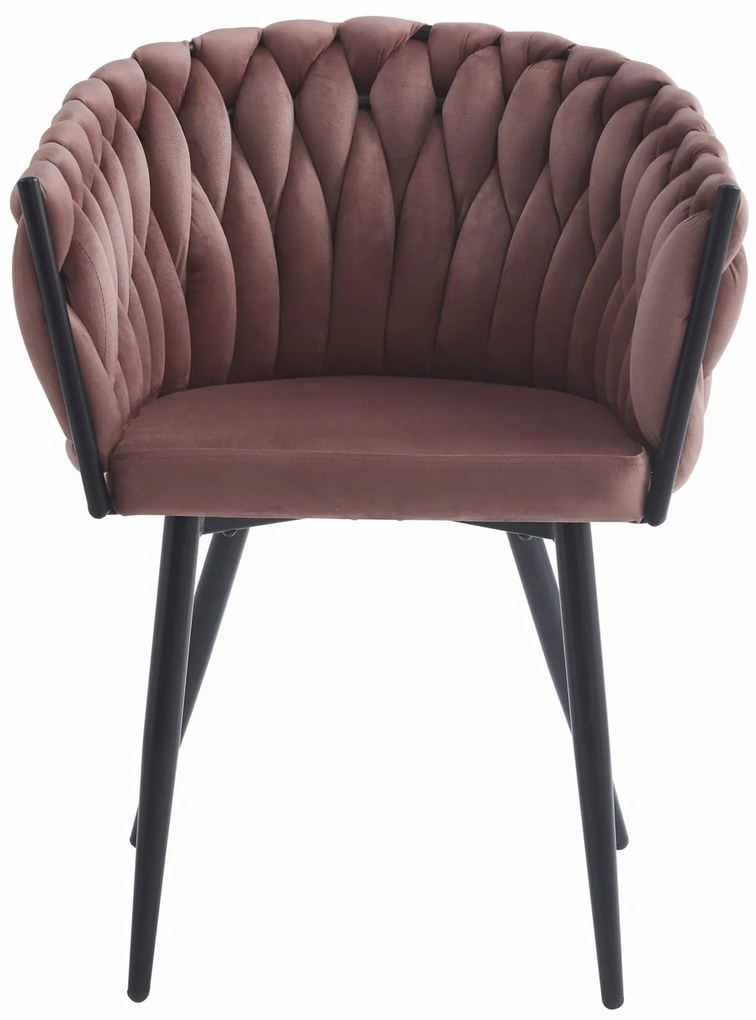 Scaun de sufragerie ORION VELVET roz inchis cu picioare negre