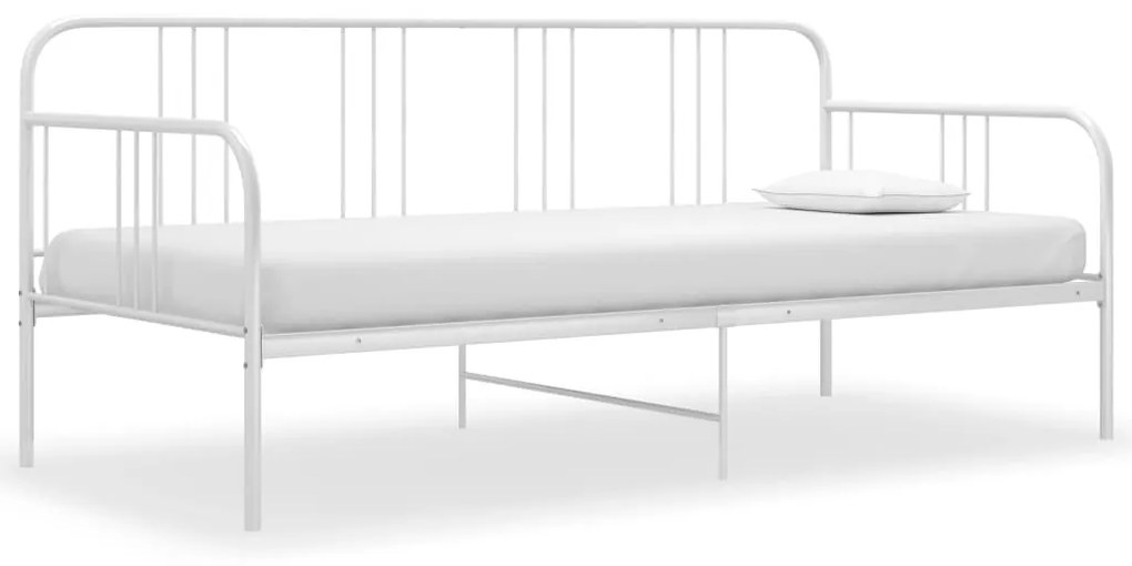 vidaXL Cadru pat canapea, alb, 90 x 200 cm, metal