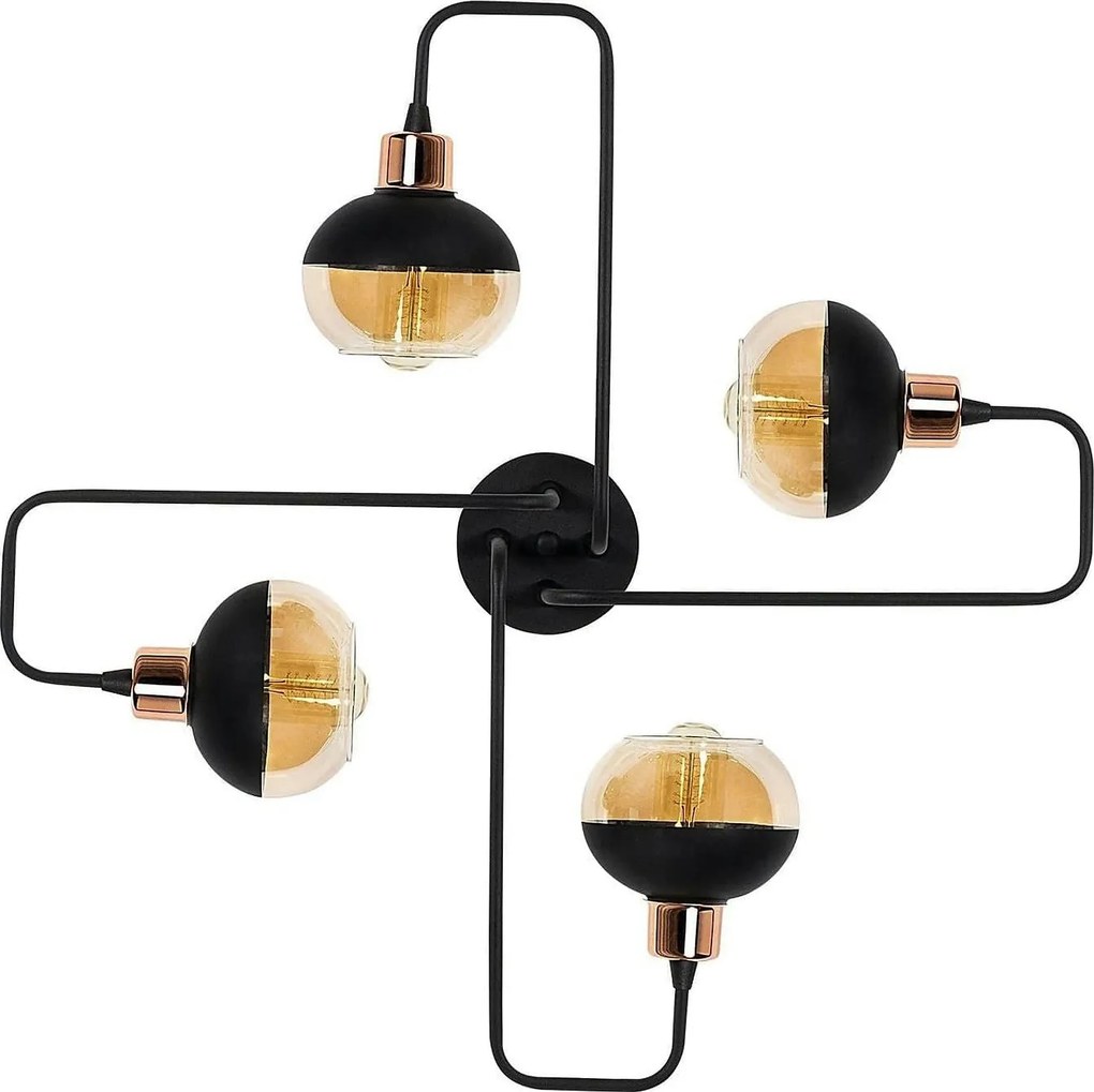 Lustra ANI-N-372, negru, metal/sticla, 72x22 cm