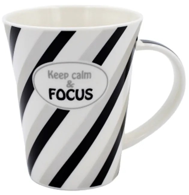 Cană din porțelan personalizată cu mesaj "Keep calm and FOCUS"