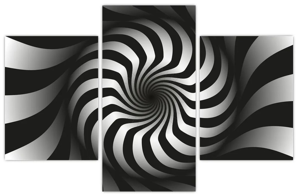 Tablou abstract cu spirala alb neagră (90x60 cm)