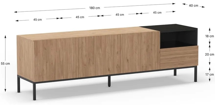 Comodă TV în culoare naturală 180x55 cm Cailin – Marckeric