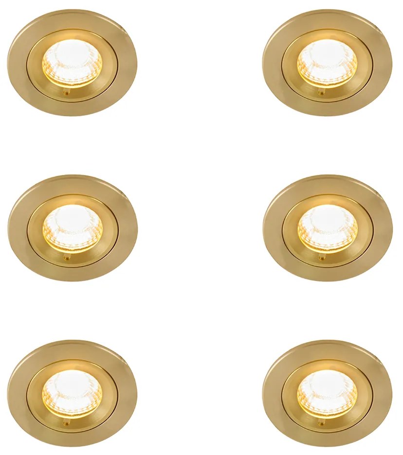 Set de 6 spoturi încastrate moderne aurii rotunde IP44 - Xena