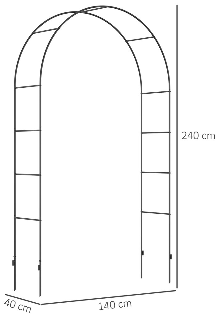 Outsunny Arc de Grădină pentru Trandafiri și Plante Cățărătoare, Structură Metalică Rezistentă, 140x40x240 cm, Negru | Aosom Romania