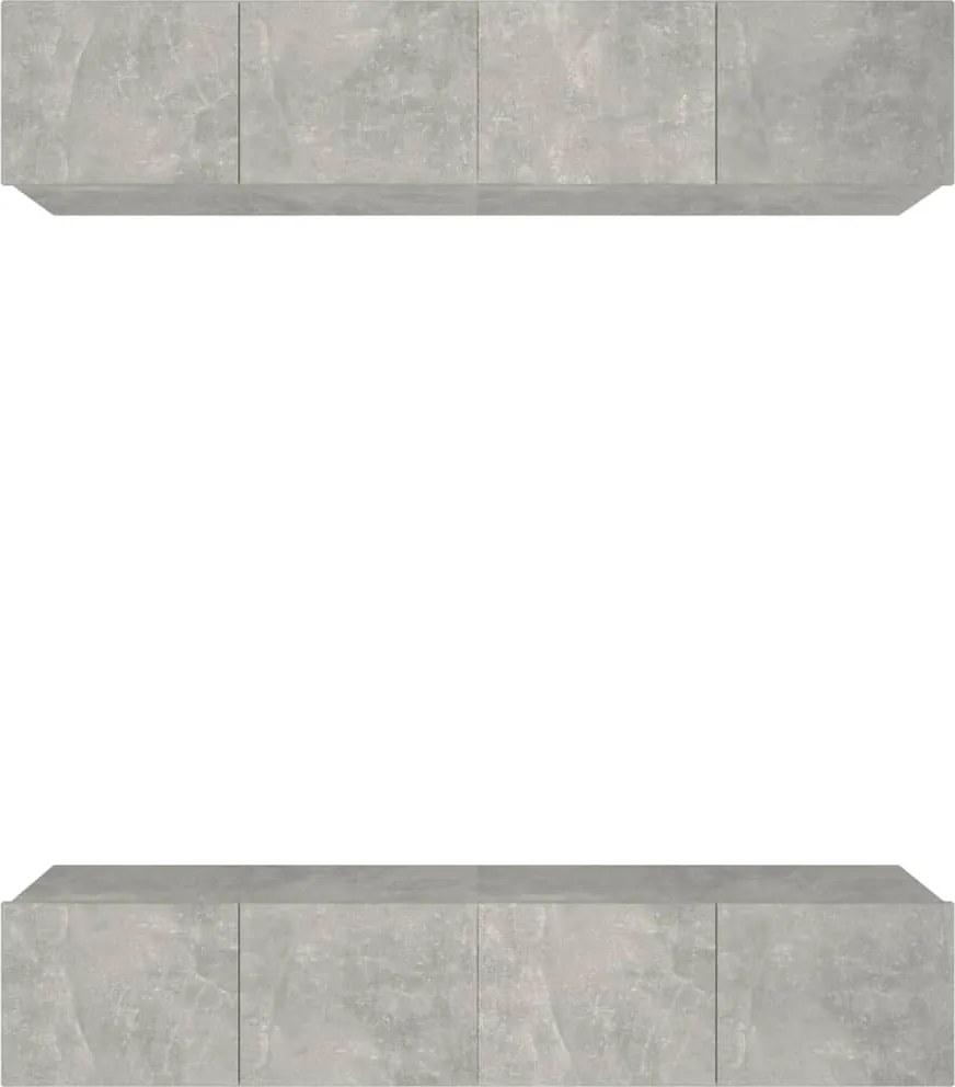 vidaXL Comode TV, 4 buc., gri beton, 80x30x30 cm, lemn prelucrat