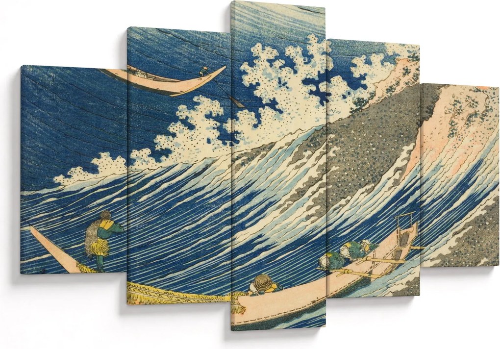 Tablou - Katsushika Hokusai, Fishing Boats at Choshi in Shimosa (Soshu Choshi) , reproducere (150x105 cm)