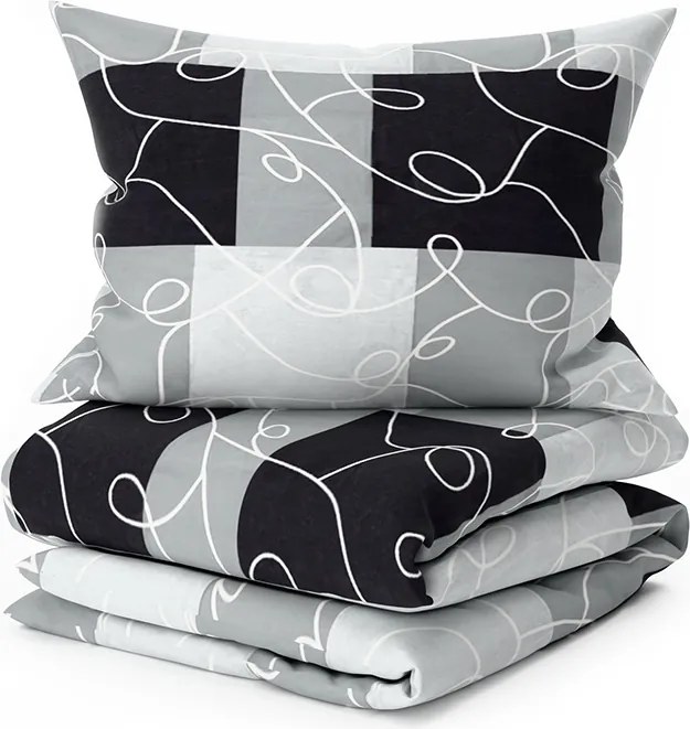 Lenjerie de pat din bumbac SQUARES BLEND gri Dimensiune lenjerie de pat: 70 x 90 cm | 140 x 200 cm