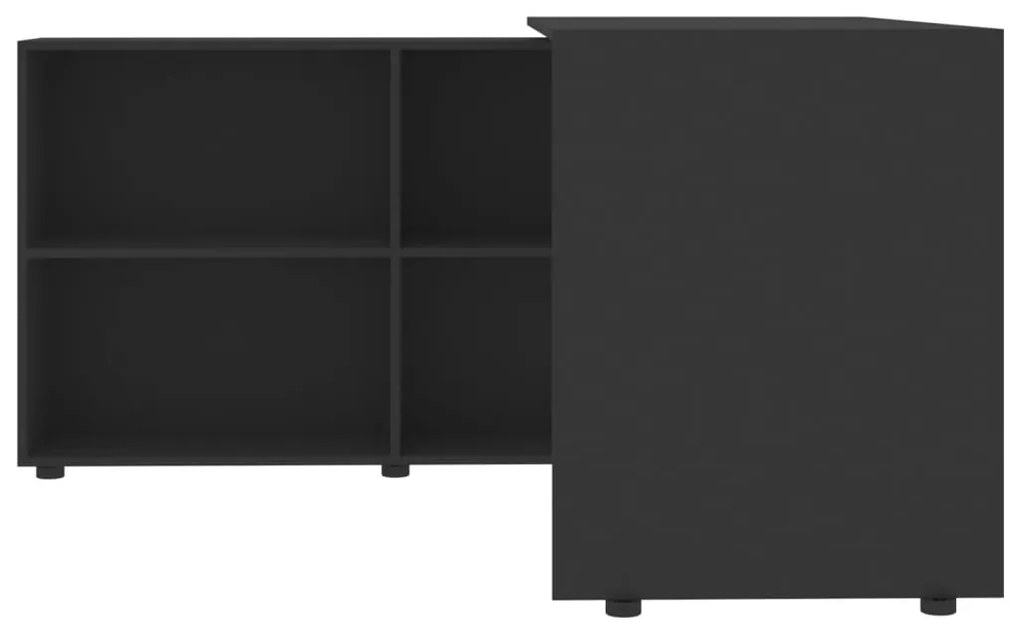 Birou de colt, negru, lemn prelucrat