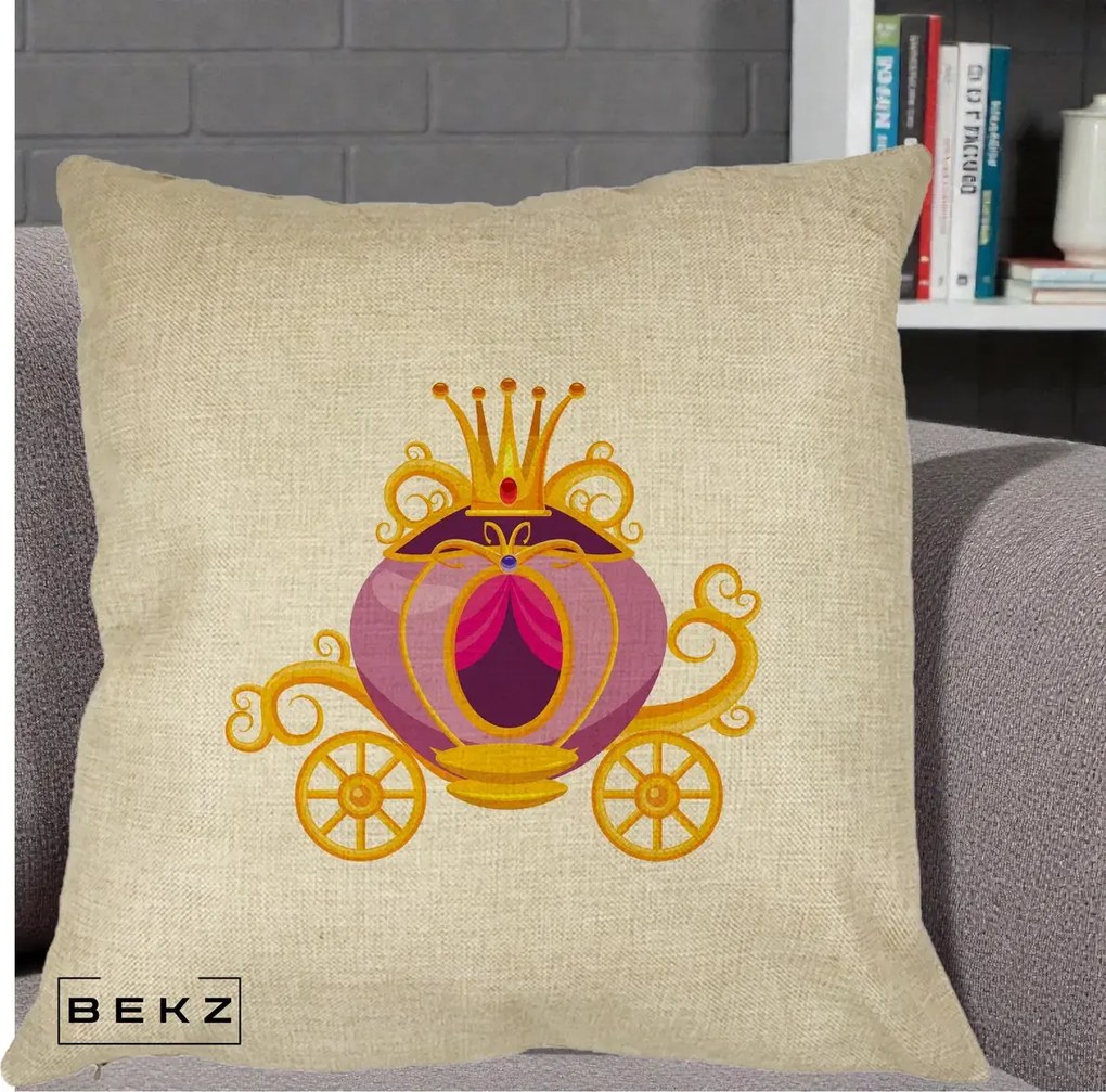 Perna Decorativa Trasura Regala Aurie, 40x40 cm, Crem, Husa Detasabila, Perna Inclusa, BEKZ®