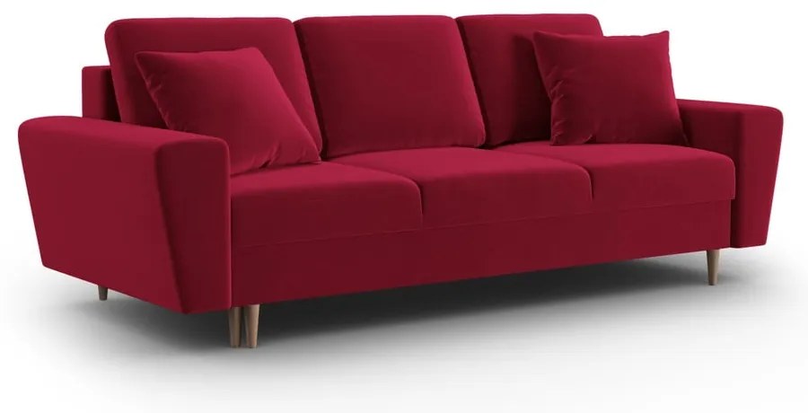 Canapea roșie extensibilă, cu spațiu de depozitare cu tapițerie din catifea 235 cm Kyoto – Cosmopolitan Design