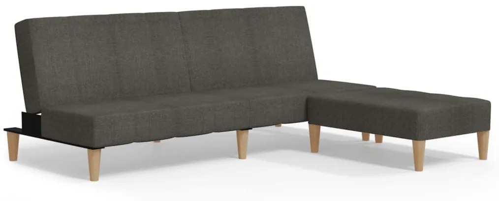 Canapea extensibila 2 locuri, cu taburet, gri inchis, textil Morke gra, Cu scaunel pentru picioare