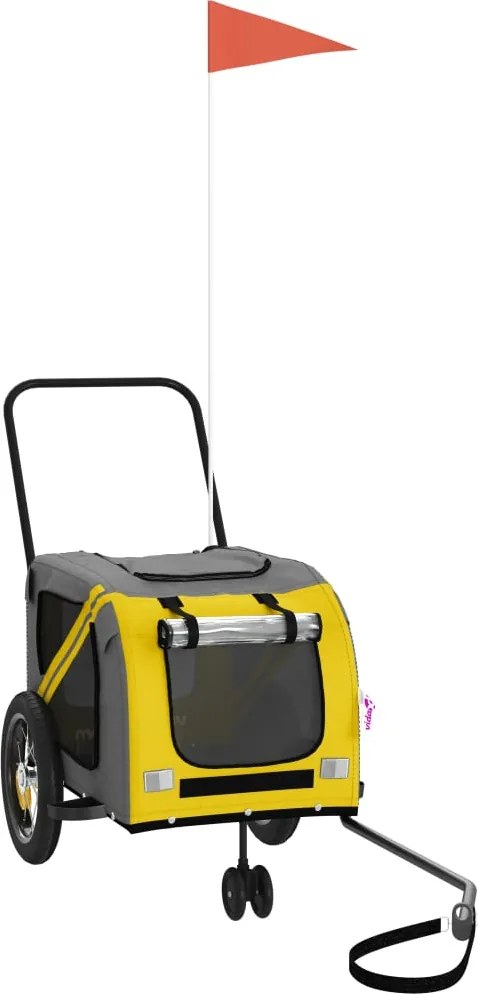 vidaXL Remorcă bicicletă animale companie, galben/negru, oxford/fier