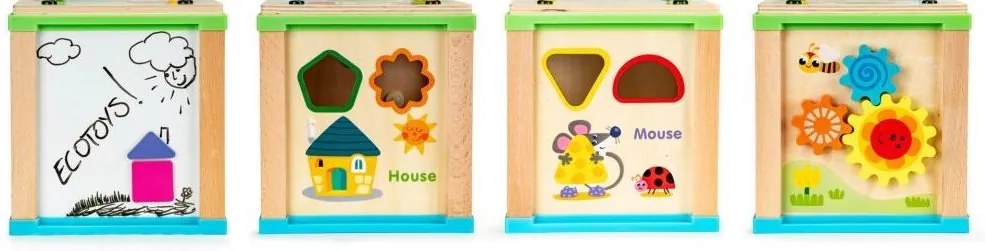 Cub educativ din lemn cu accesorii Home