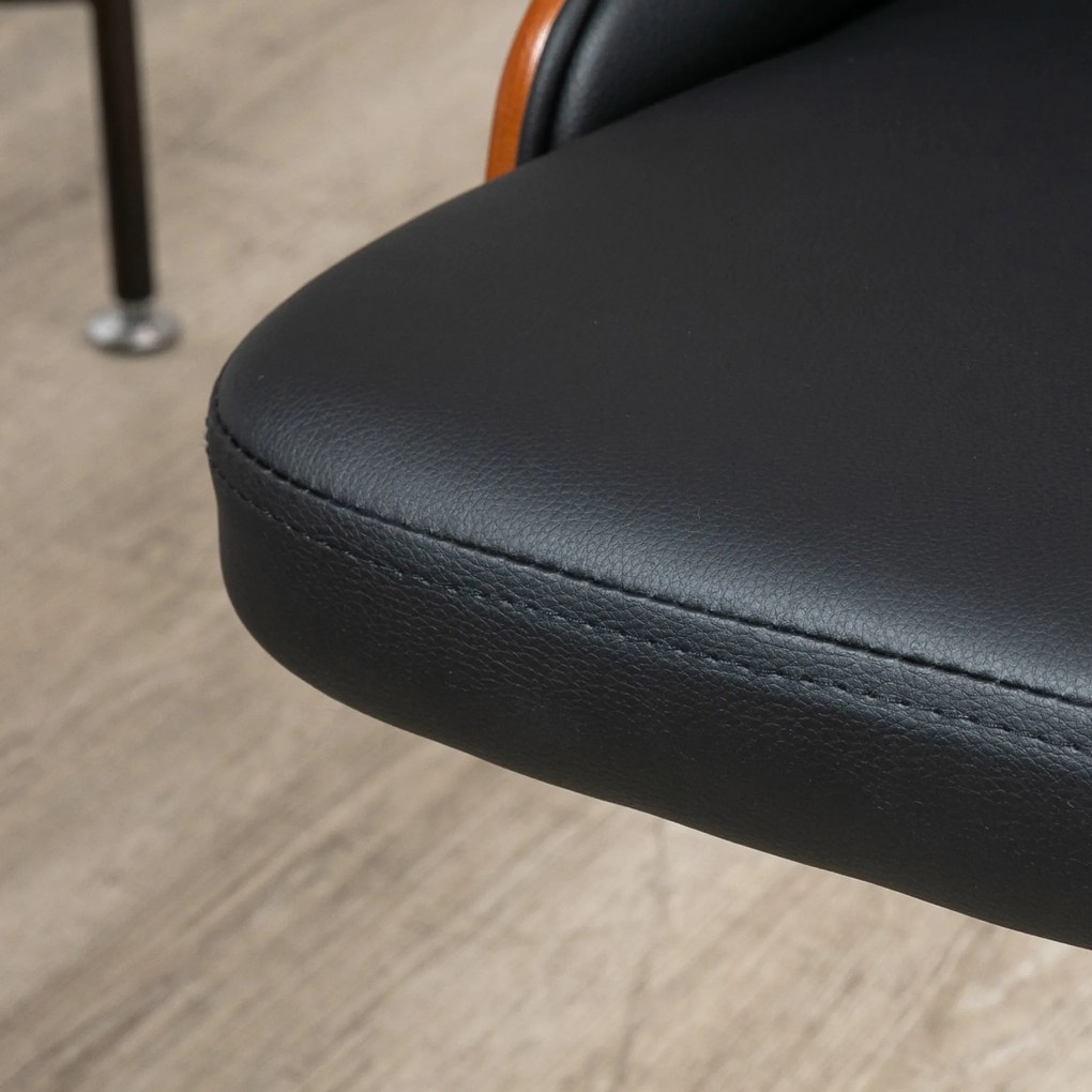 Vinsetto Scaun de Birou cu Înălțime Reglabilă și Basculare pentru Dormitor Birou 53x62x77-87 cm Negru și Lemn | Aosom Romania